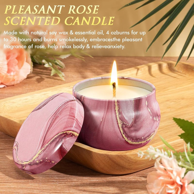 Qinline Birthday Gifts for Women Self Care Get Well Soon Gifts, Rose Relaxing Spa Kit Bath Gift Basket Care Package w/ Flannel Blanket 40 OZ Tumbler, Valentines Day Gift for Her Wife Mom Girlfriend Sister - Image 5